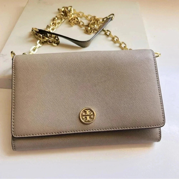 Tory Burch Robinson Leather Chain Wallet Crossbody/Clutch - Picture 1 of 14